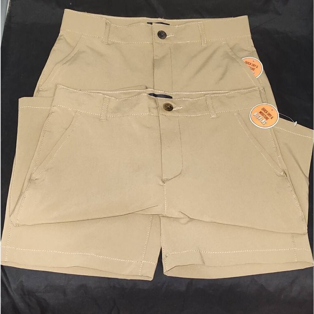 Lot of 2 NWT The Children's Place Size 12 flax colored shorts Uniform adjustable